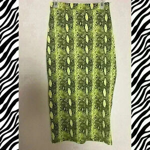 Lime Green Python Print Pencil Skirt